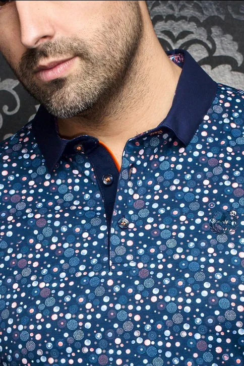 Au Noir Polo | ADONIS, Navy Orange