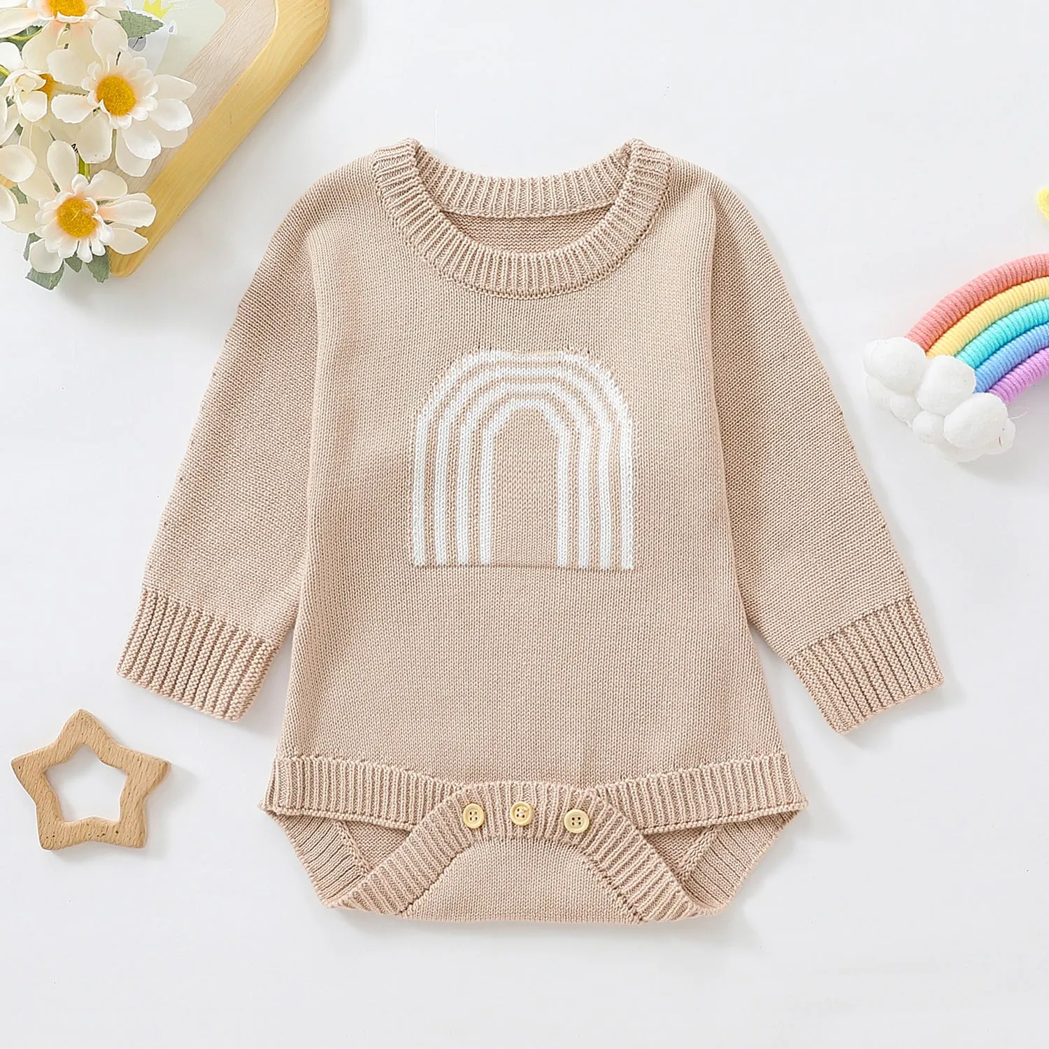 Baby Rainbow Knit Rompers