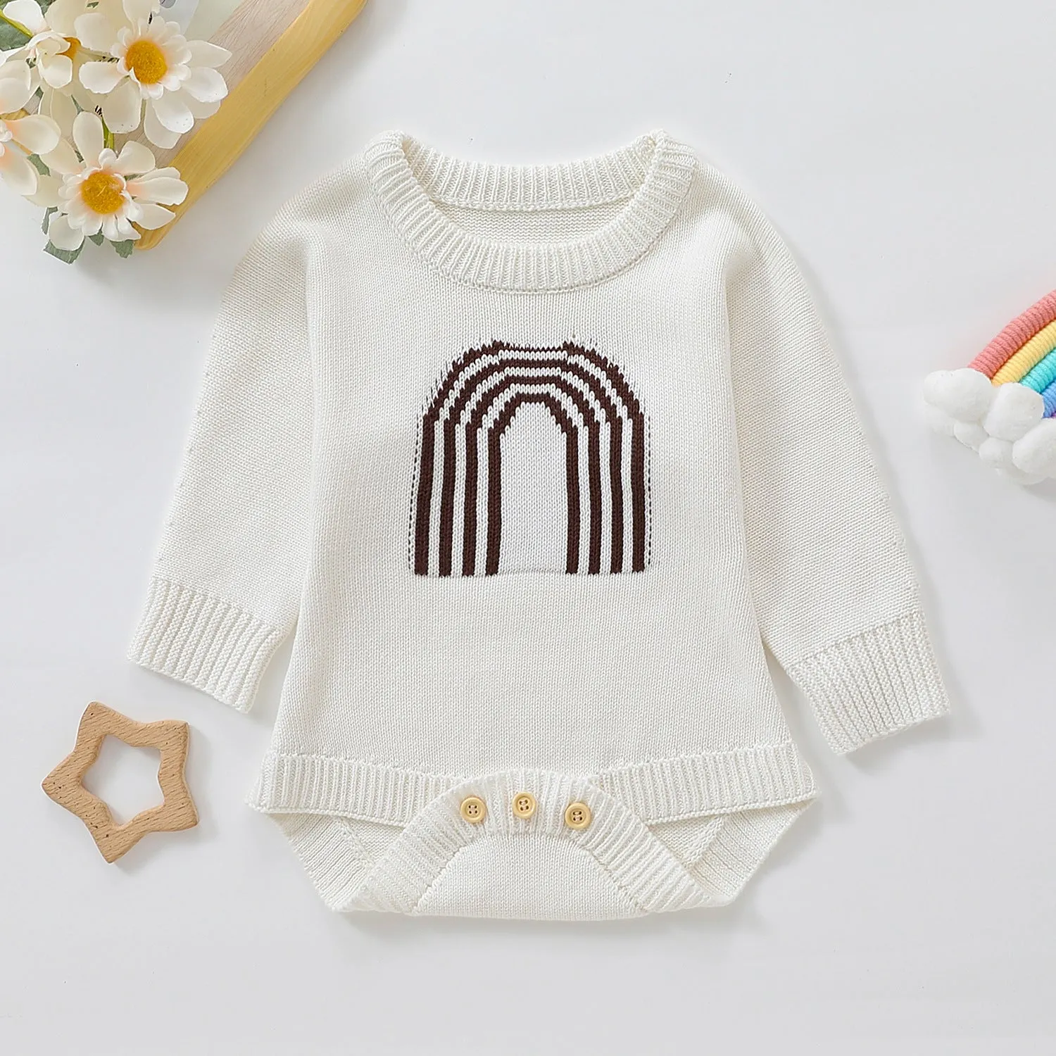 Baby Rainbow Knit Rompers