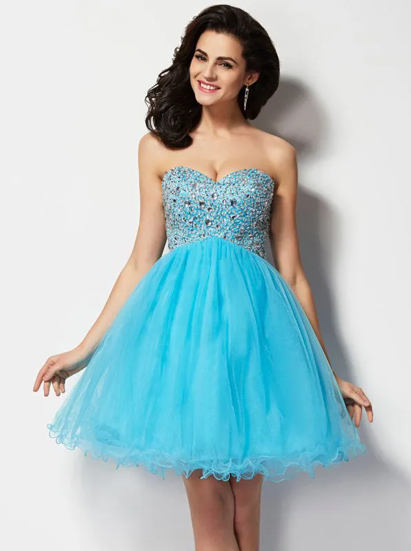 Blue Sweet 16 Dress,Empire Waist Sweet 16 Dresses,Beaded Sweet 16 Dress,SW00032