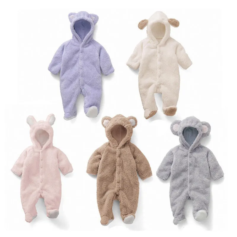 Cartoon Coral Fleece Newborn Baby Romper