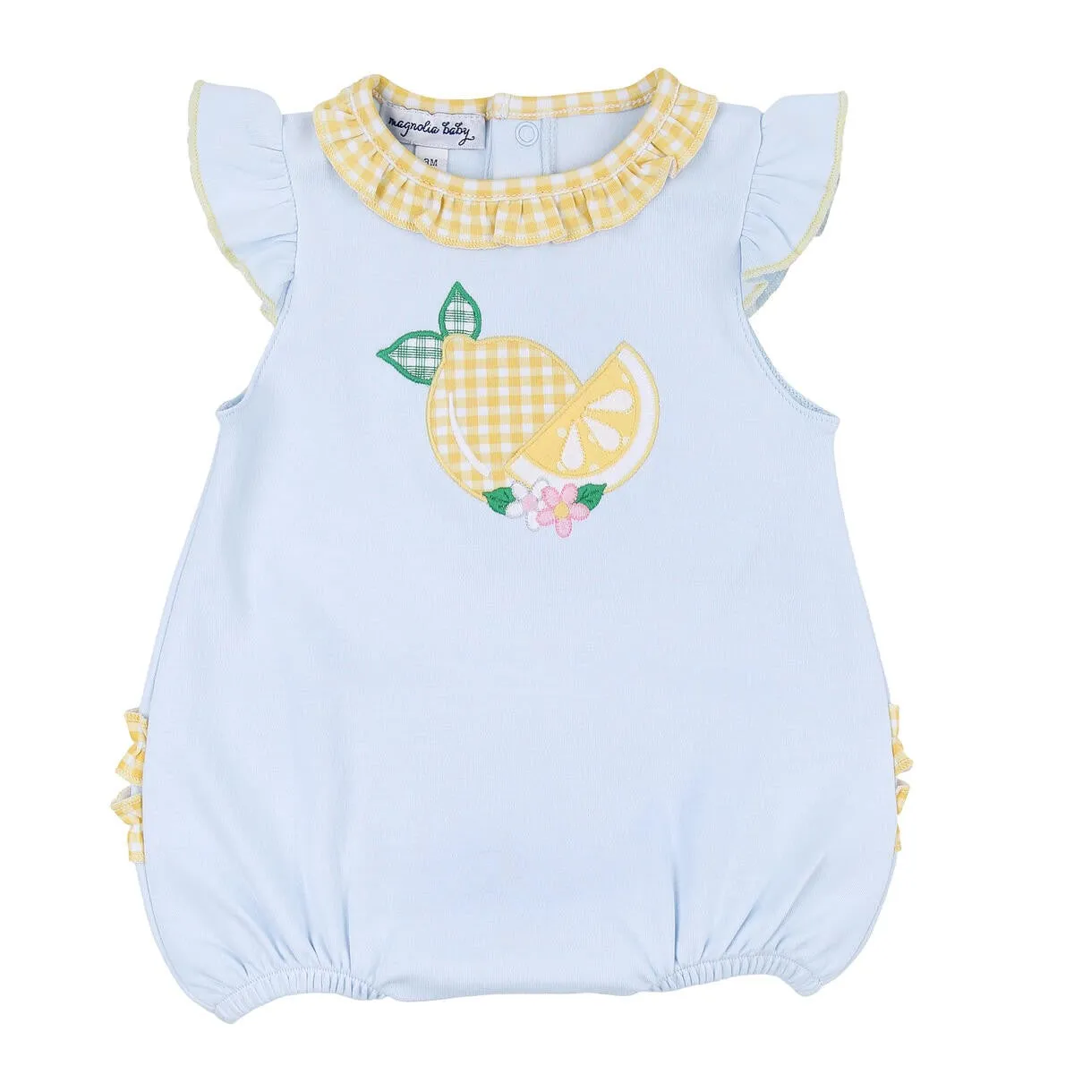 Magnolia Baby Girls Blue Lovely Lemons Applique Ruffle Flutters Bubble