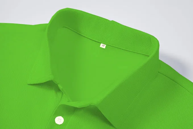 Men's Regular Fit Polo Neck Half Sleeve Solid Uniform T-Shirt | Polo T-Shirt for Men (Parrot Green)