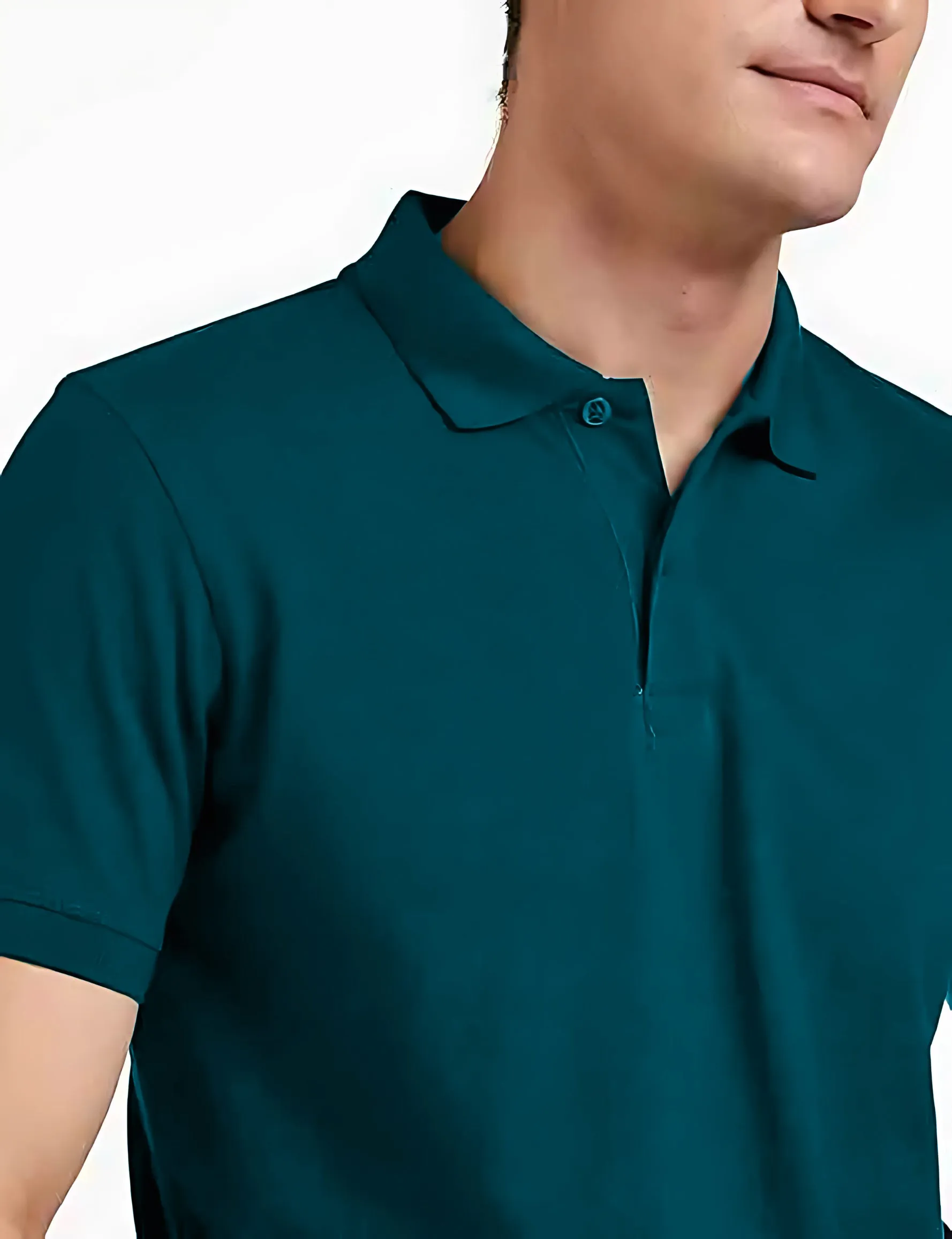 Men's Regular Fit Polo Neck Half Sleeve Solid Uniform T-Shirt | Polo T-Shirt for Men (Peacock Blue)