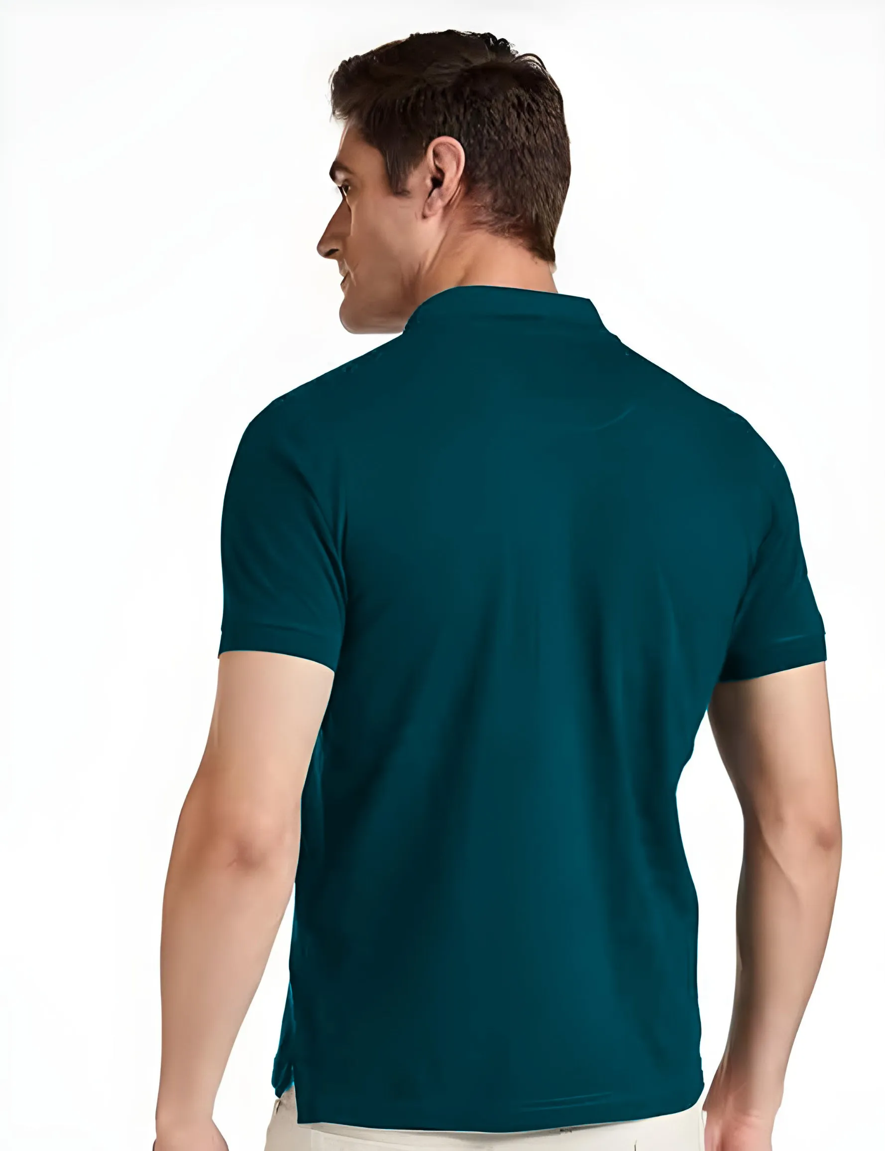 Men's Regular Fit Polo Neck Half Sleeve Solid Uniform T-Shirt | Polo T-Shirt for Men (Peacock Blue)