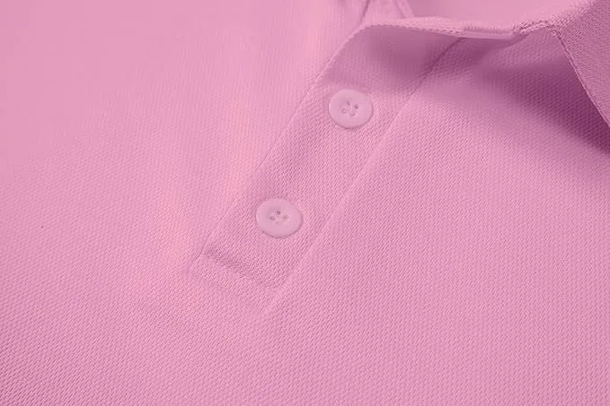 Men's Regular Fit Polo Neck Half Sleeve Solid Uniform T-Shirt | Polo T-Shirt for Men (Pink)