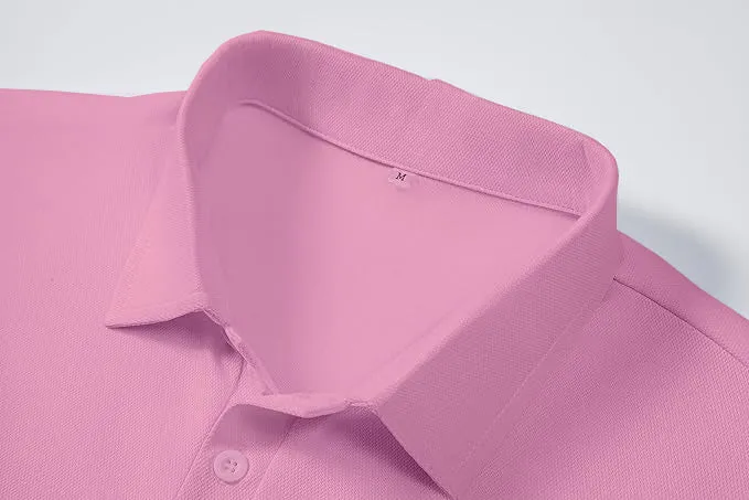 Men's Regular Fit Polo Neck Half Sleeve Solid Uniform T-Shirt | Polo T-Shirt for Men (Pink)