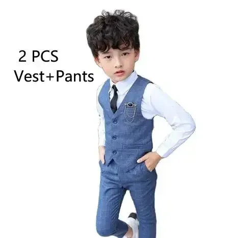 New Formal Boys Suits for Weddings Dress Fashion Children School Uniform Dots Kids Party Costumes Tuxedo Toddler Clothes Sets