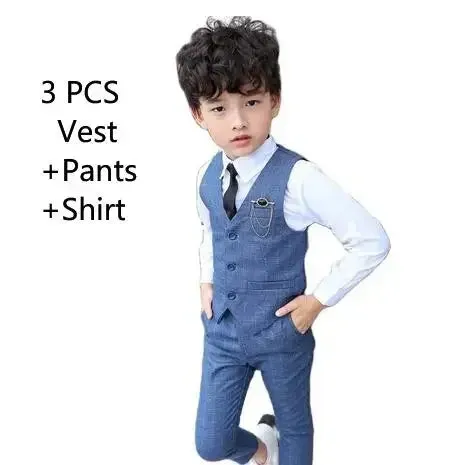 New Formal Boys Suits for Weddings Dress Fashion Children School Uniform Dots Kids Party Costumes Tuxedo Toddler Clothes Sets