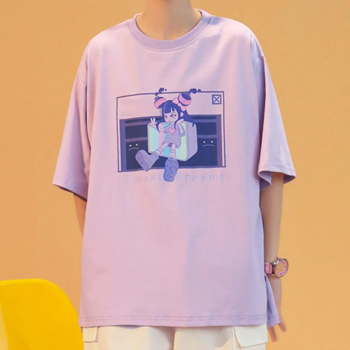 Old Web Anime Girl Hacker T-Shirt