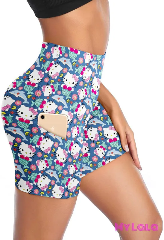 Pocketed Gym Shorts OS (Kitty Kitty Mermaid)