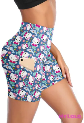Pocketed Gym Shorts OS (Kitty Kitty Mermaid)