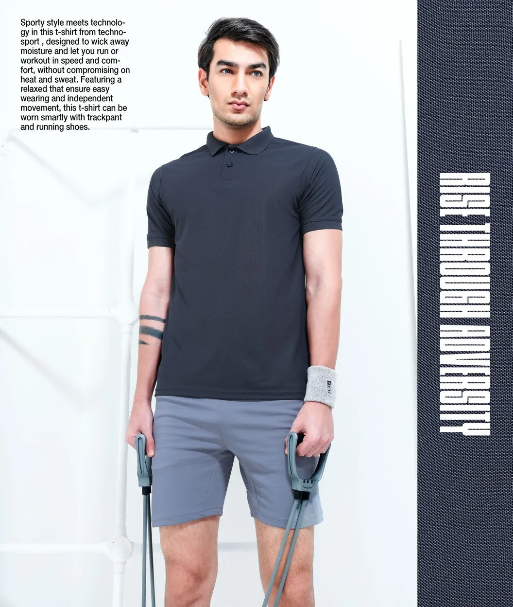 TechnoSport Polo Neck Half Sleeve Dry Fit T Shirt for Men OR-51 Pack of 3