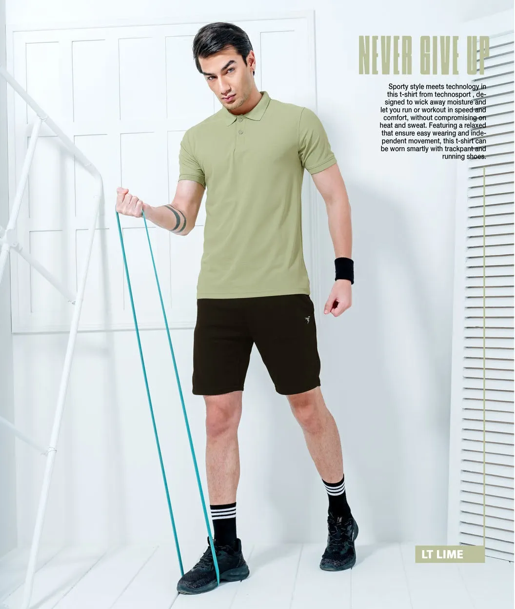 TechnoSport Polo Neck Half Sleeve Dry Fit T Shirt for Men OR-51 Pack of 3