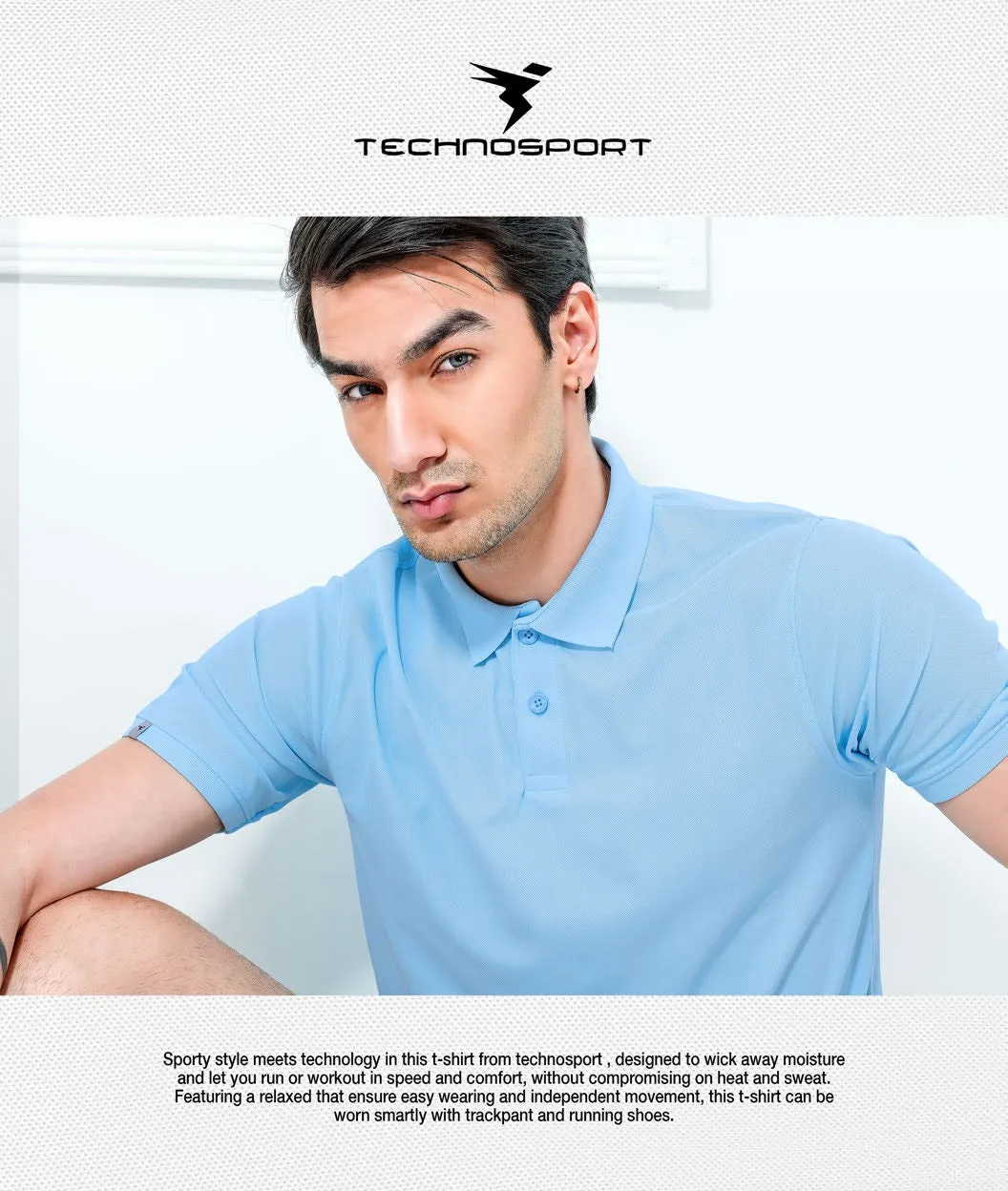 TechnoSport Polo Neck Half Sleeve Dry Fit T Shirt for Men OR-51 Pack of 3