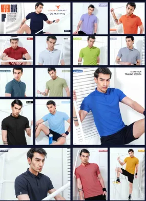 TechnoSport Polo Neck Half Sleeve Dry Fit T Shirt for Men OR-51 Pack of 3