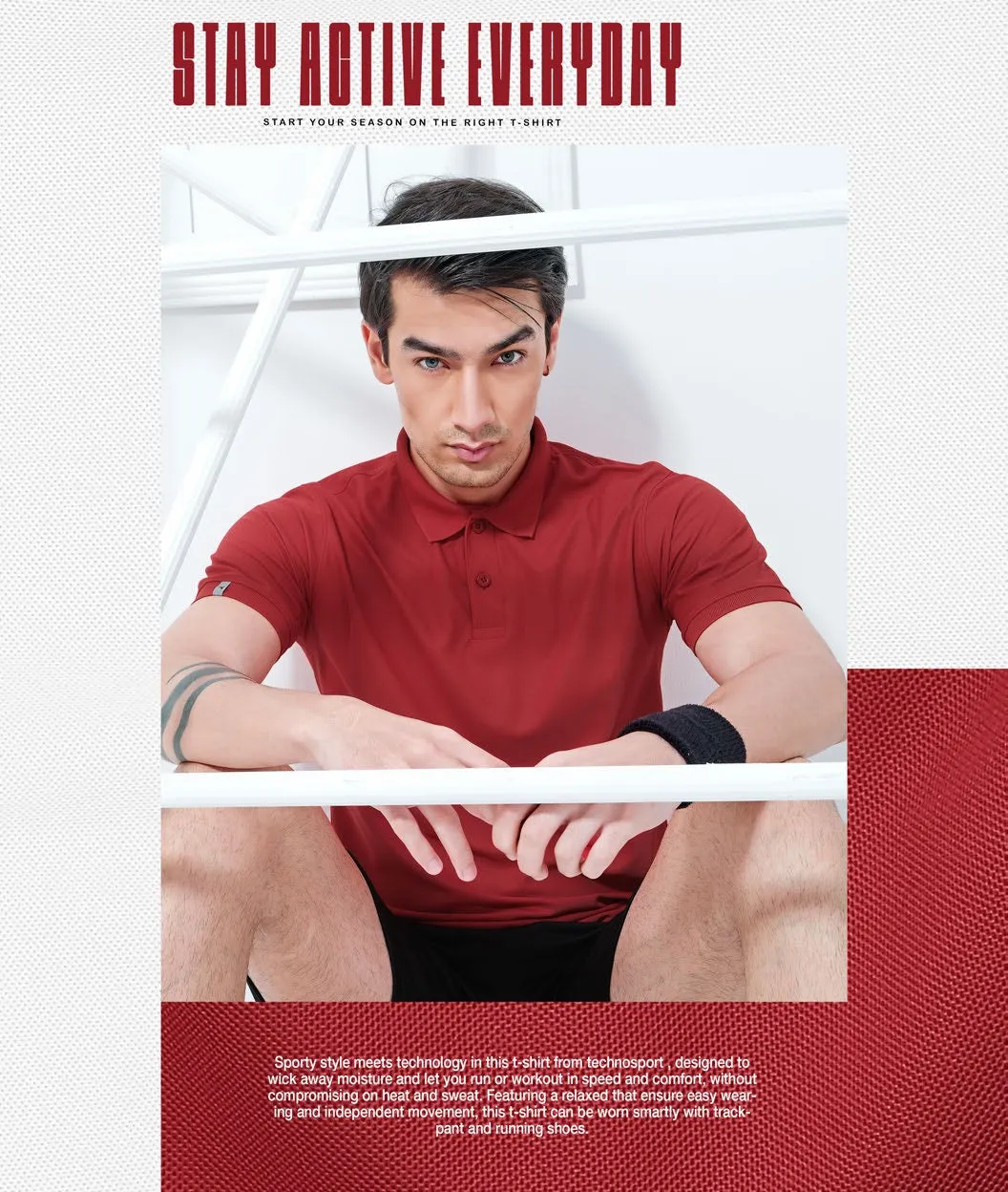 TechnoSport Polo Neck Half Sleeve Dry Fit T Shirt for Men OR-51 Pack of 3