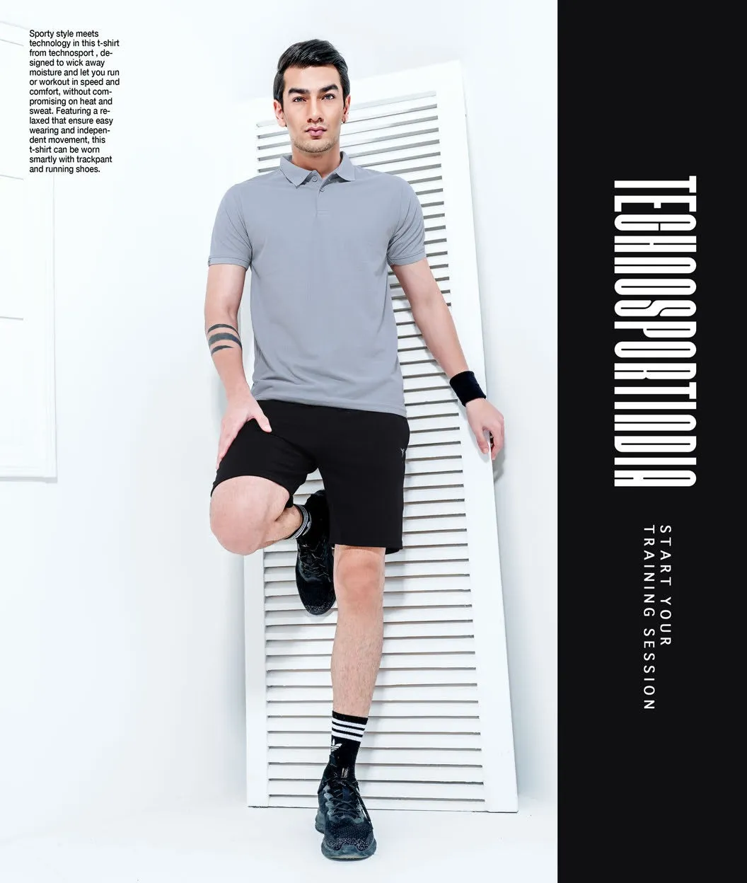 TechnoSport Polo Neck Half Sleeve Dry Fit T Shirt for Men OR-51 Pack of 3