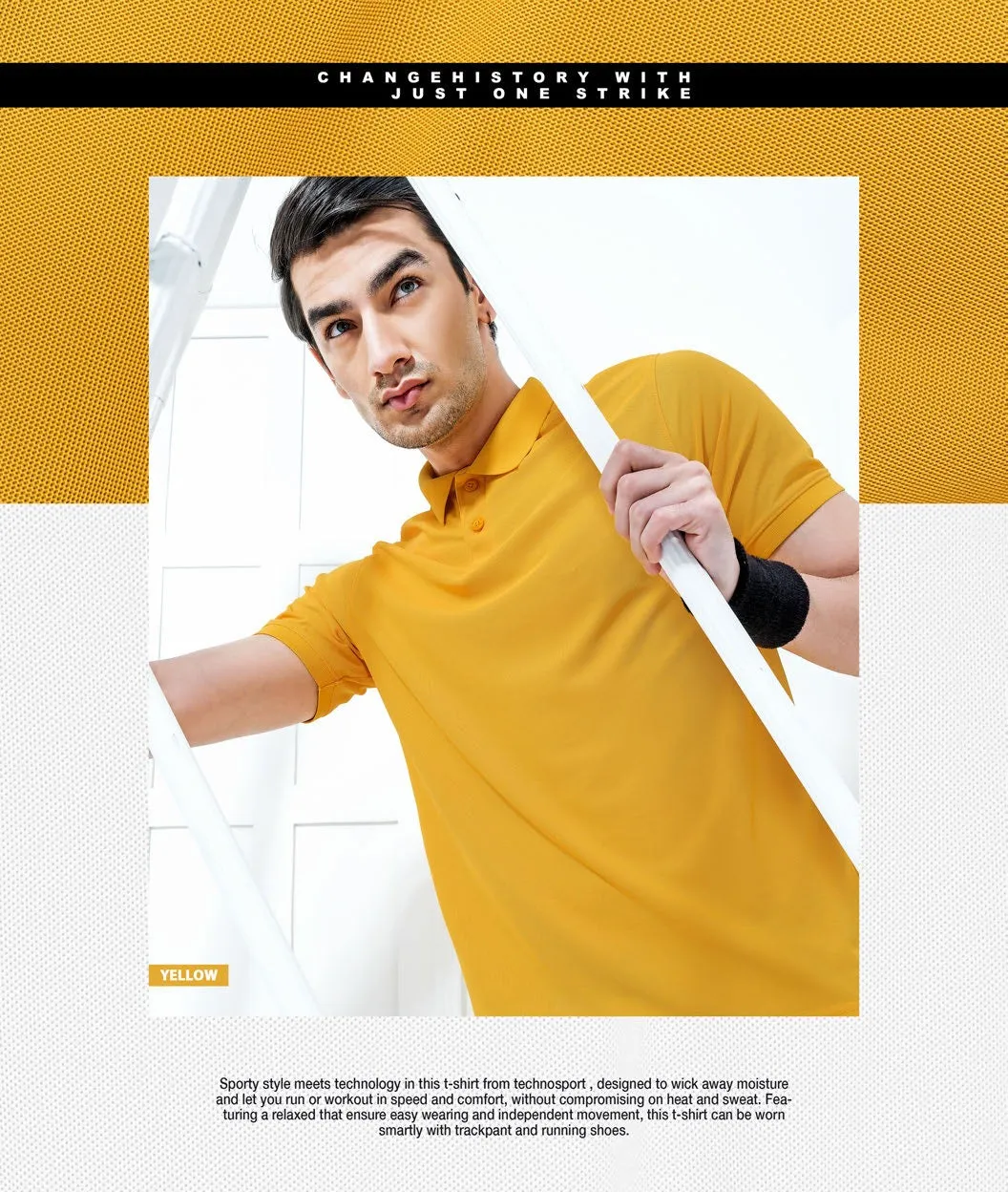 TechnoSport Polo Neck Half Sleeve Dry Fit T Shirt for Men OR-51 Pack of 3