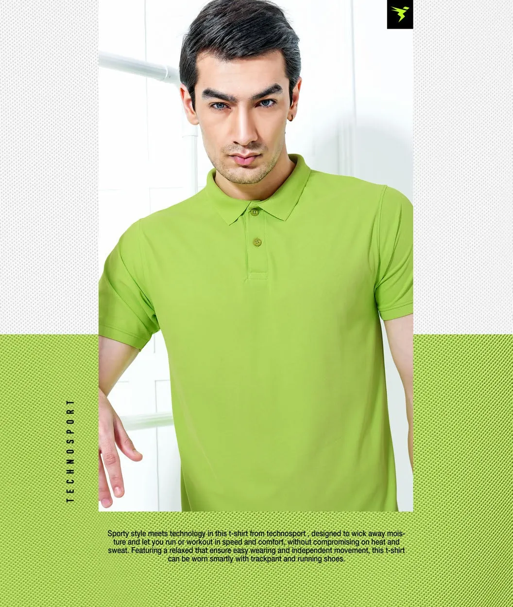 TechnoSport Polo Neck Half Sleeve Dry Fit T Shirt for Men OR-51 Pack of 3