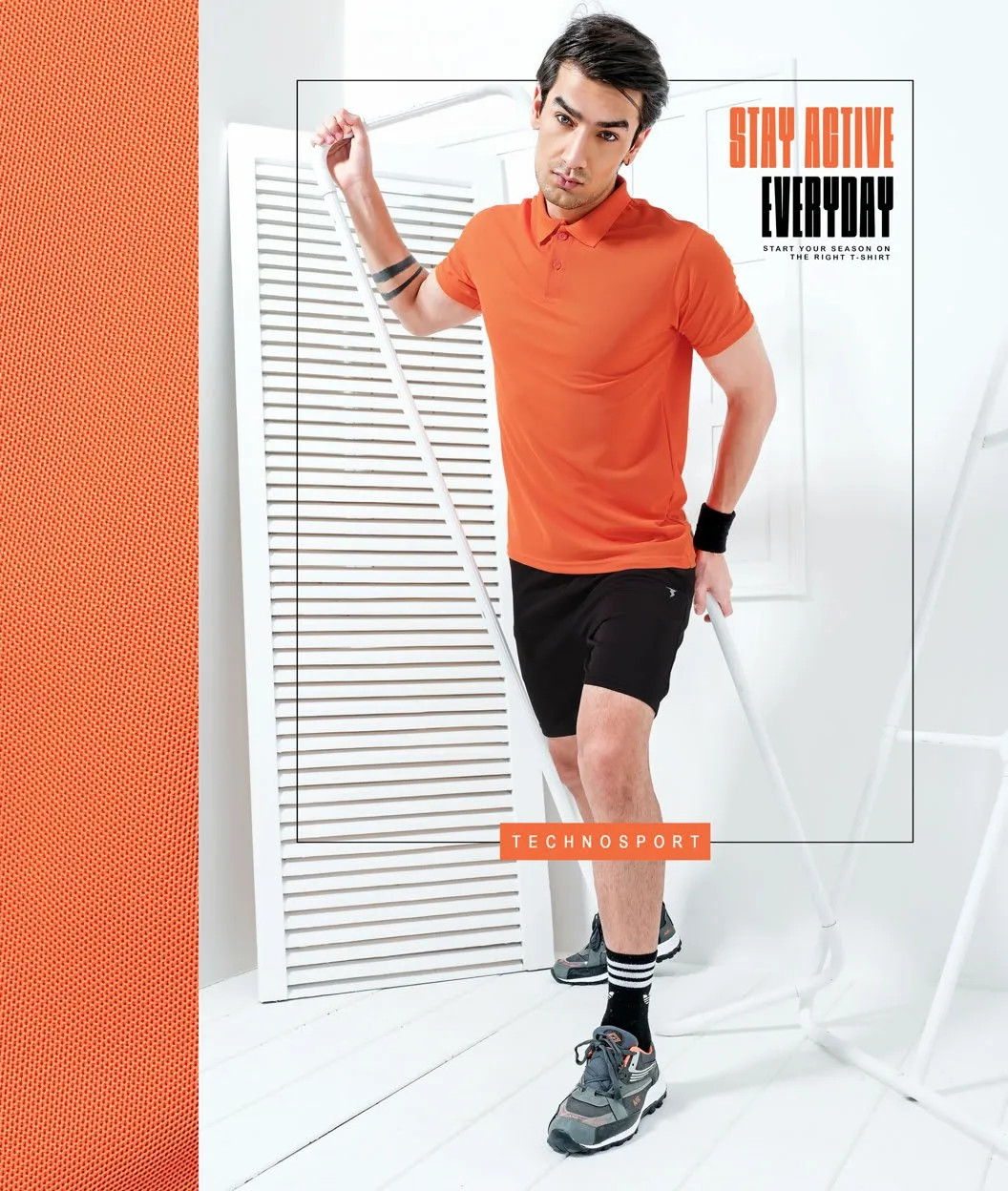 TechnoSport Polo Neck Half Sleeve Dry Fit T Shirt for Men OR-51 Pack of 3